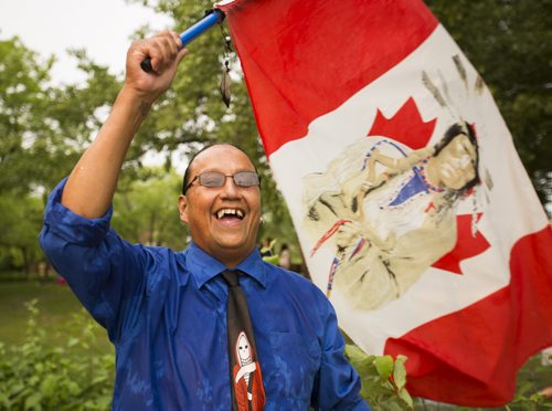 The great Wayne Lee celebrates Canada Day at the Forks on Wednesday, July 1, 2015. Mikaela MacKenzie / Winnipeg Free Press