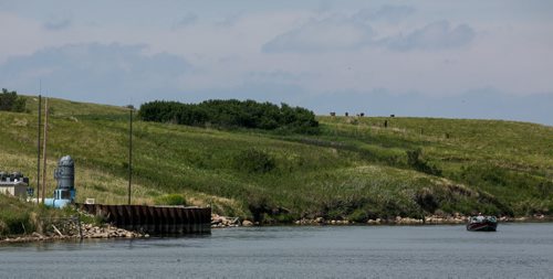 The west intake structure on Devil's Lake at Minnewaukan that pumps water from Devil's Lake into the canal to the Sheyenne River, and eventually the Red River basin. See story by Mary Agnes Welch June 19, 2015 - MELISSA TAIT / WINNIPEG FREE PRESS