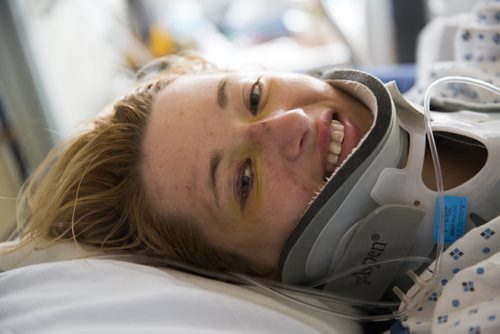 Alyssa Selman, jockey at the Assiniboia Downs, recovers from a bad fall at the Health Sciences Centre on Thursday, July 2, 2015. Mikaela MacKenzie / Winnipeg Free Press