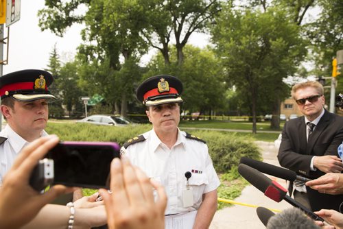 Superintendent Smyth talks to the media about explosives on River avenue in Winnipeg on Friday, July 3, 2015. Mikaela MacKenzie / Winnipeg Free Press