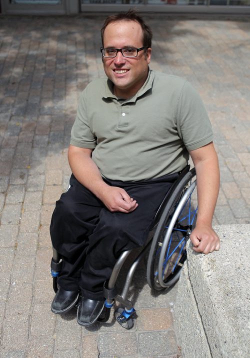 Allen Mankewich is in a wheelchair since birth and is the subject in Jen Zoratti story about accessibility for concerts and festivals. BORIS MINKEVICH/WINNIPEG FREE PRESS July 6, 2015