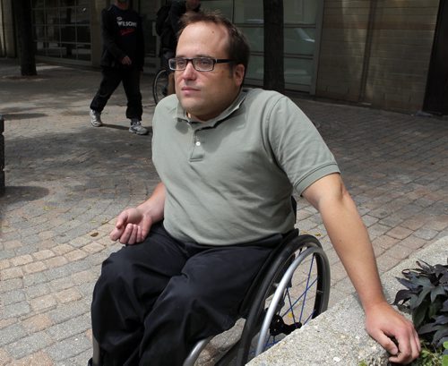 Allen Mankewich is in a wheelchair since birth and is the subject in Jen Zoratti story about accessibility for concerts and festivals. BORIS MINKEVICH/WINNIPEG FREE PRESS July 6, 2015