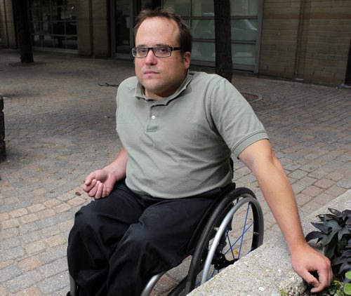 Allen Mankewich is in a wheelchair since birth and is the subject in Jen Zoratti story about accessibility for concerts and festivals. BORIS MINKEVICH/WINNIPEG FREE PRESS July 6, 2015