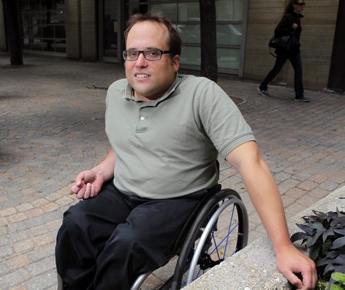 Allen Mankewich is in a wheelchair since birth and is the subject in Jen Zoratti story about accessibility for concerts and festivals. BORIS MINKEVICH/WINNIPEG FREE PRESS July 6, 2015