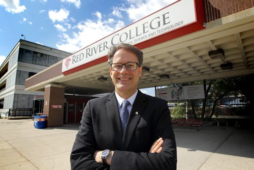 Red River Colleges (RRC) Board of Governors has named Paul Vogt as the institutions fifth president and CEO effective Aug. 17. Here he is photographed at the front of the school on Notre Dame. BORIS MINKEVICH/WINNIPEG FREE PRESS July 6, 2015