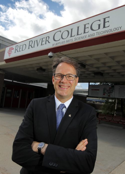 Red River Colleges (RRC) Board of Governors has named Paul Vogt as the institutions fifth president and CEO effective Aug. 17. Here he is photographed at the front of the school on Notre Dame. BORIS MINKEVICH/WINNIPEG FREE PRESS July 6, 2015