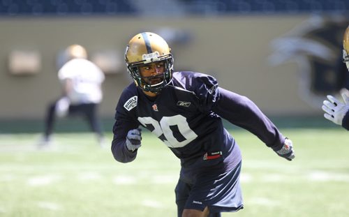 Blue Bomber DB  # 20 Johnny Adams,   practices with team at Investors Group Field Tuesday.  July 07, 2015 Ruth Bonneville / Winnipeg Free Press