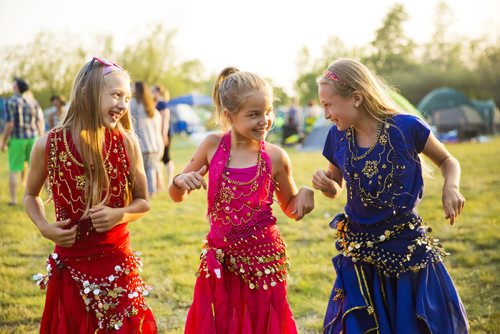 Abigail (left), Kari, and Gillian dress up and dance the evening before folk fest at Birds Hill Park on Wednesday, July 8, 2015.   Mikaela MacKenzie / Winnipeg Free Press