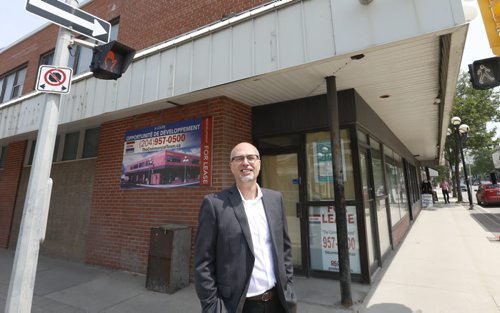 Normand Gousseau, CEO of Enterprises Riel, which owns the two-storey building on the northeast corner of Rue Marion Street and Tache Ave. and plans to refurbish it and lease out the main floor as retail space and the second floor to medical-services-related tenants. Murray McNeill story.  Wayne Glowacki / Winnipeg Free Press July 9 2015