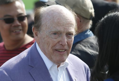 On the parking lot of the Northgate Shopping Centre on McPhillips Street Thursday, Jim Pattison, chairman and CEO of The Jim Pattison Group which owns Save-On-Foods at the supermarket chain's unveiling of  its expansion plans for the Manitoba market including taking over the former Zellers store at this location. Murray McNeill story. Wayne Glowacki / Winnipeg Free Press July 9 2015