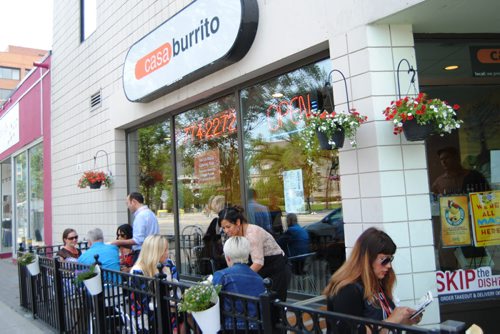 Casa Burrito at 520 Portage Ave. is benefitting from its first-ever patio this season. (Jessica Botelho-Urbanski / Winnipeg Free Press)