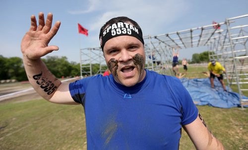 Moe Banville at the Spartan Race, a 5km obstacle course in Grunthal, Saturday, July 11, 2015. (TREVOR HAGAN/WINNIPEG FREE PRESS)