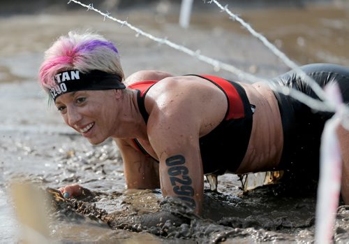 Frankie Scribe competes at the Spartan Race, a 5km obstacle course in Grunthal, Saturday, July 11, 2015. (TREVOR HAGAN/WINNIPEG FREE PRESS)