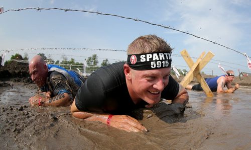 Competitors at the Spartan Race, a 5km obstacle course in Grunthal, Saturday, July 11, 2015. (TREVOR HAGAN/WINNIPEG FREE PRESS)