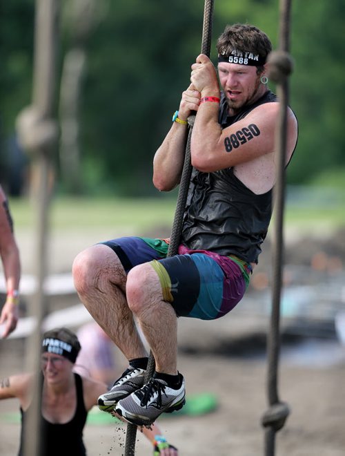 Competitors at the Spartan Race, a 5km obstacle course in Grunthal, Saturday, July 11, 2015. (TREVOR HAGAN/WINNIPEG FREE PRESS)