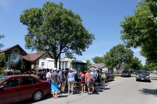 Friends and neighbours organize together to help search for Thelma Krull in East Kildonan, Sunday, July 12, 2015. (TREVOR HAGAN/WINNIPEG FREE PRESS)