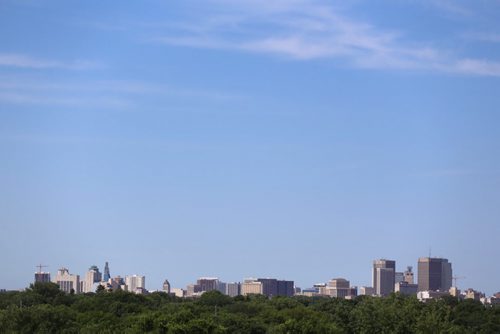 Downtown Winnipeg under a clear sky, Sunday, July 12, 2015. (TREVOR HAGAN / WINNIPEG FREE PRESS)