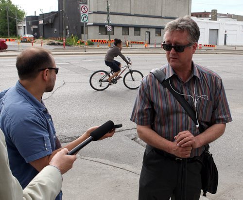 City councillor Ross Eadie talks to media during a media event Monday. BORIS MINKEVICH/WINNIPEG FREE PRESS July 13, 2015