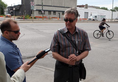 City councillor Ross Eadie talks to media during a media event Monday. BORIS MINKEVICH/WINNIPEG FREE PRESS July 13, 2015