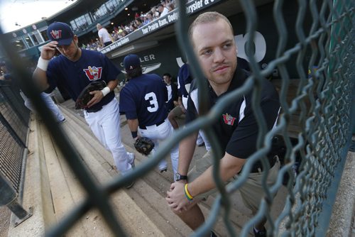 July 13, 2015 - 150713  -  Winnipeg Goldeyes athletic therapist Stephen Wady is photographed during the game against St Paul Monday, July 13, 2015. John Woods / Winnipeg Free Press