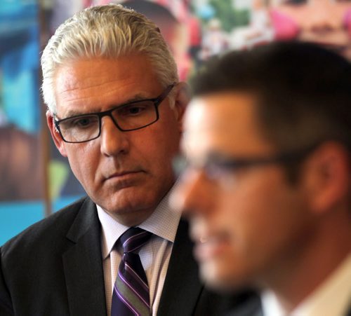 CAO Doug McNeil and Mayor Bowman at city Hall Tuesday. See story. July 14, 2015 - (Phil Hossack / Winnipeg Free Press)