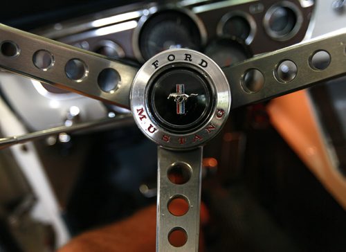 Steering Wheel of Terry Shwaykosky's 1966 Mustang GT Convertable. See story. July 14, 2015 - (Phil Hossack / Winnipeg Free Press)