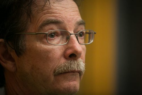 Jim Krull, Thelma Krull's brother-in-law, at a press conference Wednesday on the missing 57-year-old Thelma Krull. Thelma Krull was last seen early morning July 11, 2015 in the Harbourview South.  July 15, 2015 - MELISSA TAIT / WINNIPEG FREE PRESS