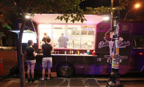 Food truck row on King Street at Market Square Fringe Festival party THursday evening. See Bart's story. July 16, 2015 - (Phil Hossack / Winnipeg Free Press)