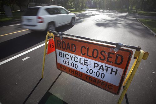 July 19, 2015 - 150719  -  Barriers have been placed on Wellington Crecent Sunday July 19, 2015.  John Woods / Winnipeg Free Press