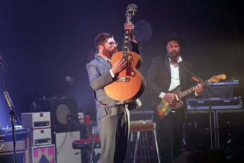 Decemberist front man Colin Meloy struts the stage Wednesday at the Burton Cummings Theater. See review. July 22, 2015 - (Phil Hossack / Winnipeg Free Press)