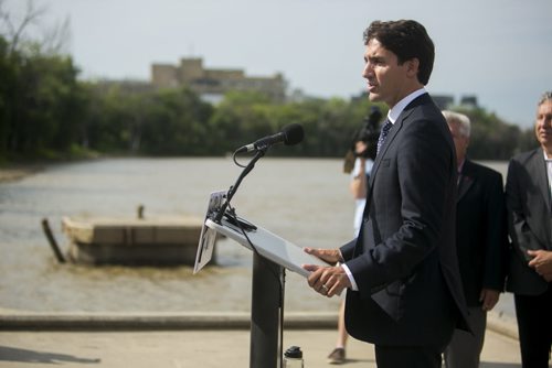 Liberal leader Justin Trudeau speaks at the Taché Promenade in Winnipeg on Thursday, July 23, 2015.  Mikaela MacKenzie / Winnipeg Free Press