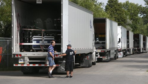 Semi-trailers are lined up at Investors Group Field for the upcoming UK pop band  ONE DIRECTION, ON THE ROAD AGAIN TOUR 2015 concert Friday at 7PM. Wayne Glowacki / Winnipeg Free Press July 23 2015