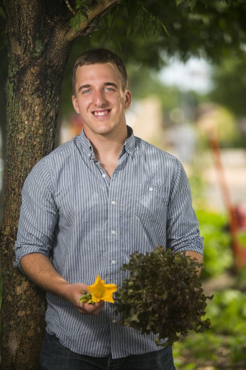 David Gingera, founder of Citigrow, stands in one of his 38 urban gardens in Winnipeg on Thursday, July 23, 2015.  Mikaela MacKenzie / Winnipeg Free Press