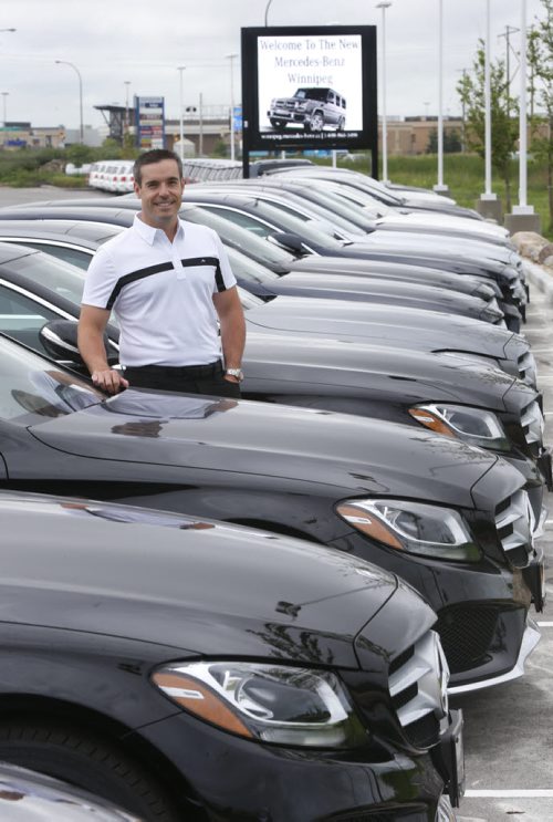 Brian Lowes, pres. and GM of Mercedes-Benz Winnipeg with new vehicles at the Mercedes-Benz Winnipeg location at 23 Rothwell Road, off Route 90. For Randy Turner story about the death of the stand-alone, family-owned dealerships that used to run along Portage and downtown. Wayne Glowacki / Winnipeg Free Press July 24 2015