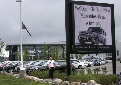 Brian Lowes, pres. and GM of Mercedes-Benz Winnipeg at the new Mercedes-Benz Winnipeg location at 23 Rothwell Road, off Route 90. For Randy Turner story about the death of the stand-alone, family-owned dealerships that used to run along Portage and downtown. Wayne Glowacki / Winnipeg Free Press July 24 2015