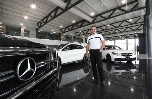 Brian Lowes, pres. and GM of Mercedes-Benz Winnipeg in the showroom at the new Mercedes-Benz Winnipeg location at 23 Rothwell Road, off Route 90. For Randy Turner story about the death of the stand-alone, family-owned dealerships that used to run along Portage and downtown. Wayne Glowacki / Winnipeg Free Press July 24 2015