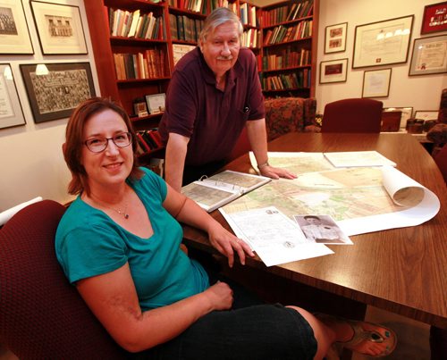 The East European Genealogy Society is hosting a seminar on Aug. 1. Marni Domolewski, the society's president, and local expert Brian Lenius. See Alan Small's story. July 24, 2015 - (Phil Hossack / Winnipeg Free Press)