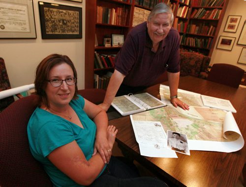 The East European Genealogy Society is hosting a seminar on Aug. 1. Marni Domolewski, the society's president, and local expert Brian Lenius. See Alan Small's story. July 24, 2015 - (Phil Hossack / Winnipeg Free Press)