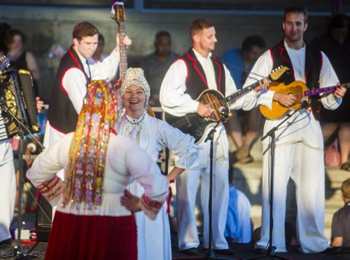 The Croation Dawn folklore group dances as Folklorama kicks off at the Forks in Winnipeg on Saturday, July 25, 2015.  Mikaela MacKenzie / Winnipeg Free Press