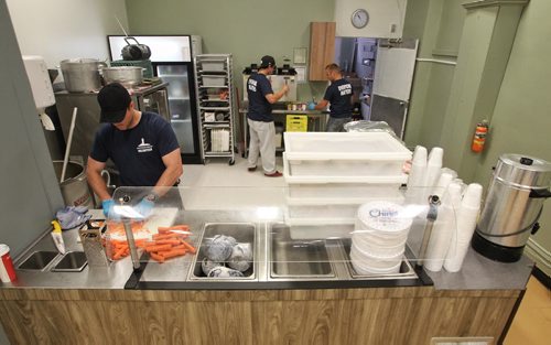 James Morreel Head Chef at Lighthouse Mission prepares soup for the afternoon rush in the newly renovated kitchen. 150729 July 29, 2015 MIKE DEAL / WINNIPEG FREE PRESS