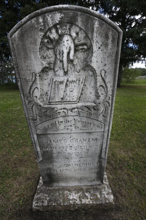 Grave stone of James Graham who died in 1877. His was the first burial in the Riverside Cemetery in Neepawa,Mb.  Bill Redekop story. Wayne Glowacki / Winnipeg Free Press July 28 2015