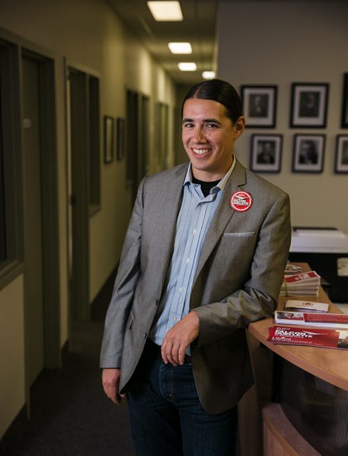 Winnipeg Centre Liberal candidate Robert-Falcon Ouellette photographed at the Broadway Liberal office Thursday afternoon.  July 30, 2015 - MELISSA TAIT / WINNIPEG FREE PRESS