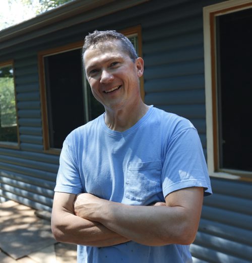 Serge Deleau at his father-in-law's cottage at Victoria Beach. For story about rules limiting vehicles in the Victoria Beach community.  Alex Paul  story Wayne Glowacki / Winnipeg Free Press July 30 2015