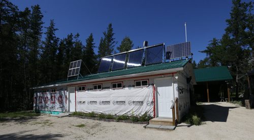 Solar powered building on the  Ozhkiimaajaawin New Beginnings Cultural Ceremonial Grounds. Thieves didn't break into this building.  Alex Paul  story Wayne Glowacki / Winnipeg Free Press July 30 2015