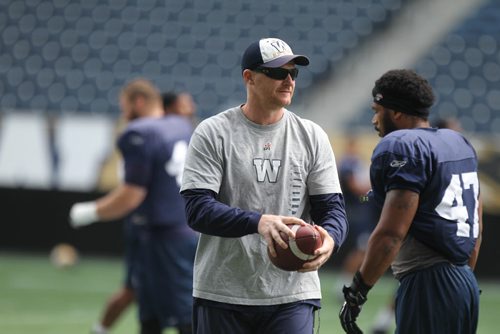 Winnipeg Blue Bombers coach Mike O'Shea at practice on the Investors Group Field Wednesday.  Aug 5, 2015 Ruth Bonneville / Winnipeg Free Press