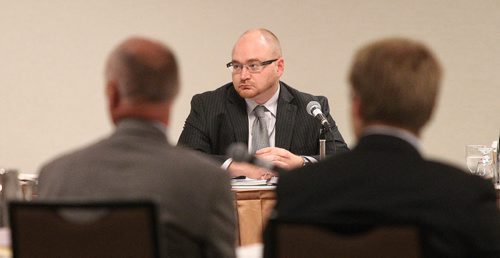 Transit official Bjorn Radstrom, manager of the transitway project, during the transit expropriation inquiry Thursday.  150806 August 06, 2015 MIKE DEAL / WINNIPEG FREE PRESS