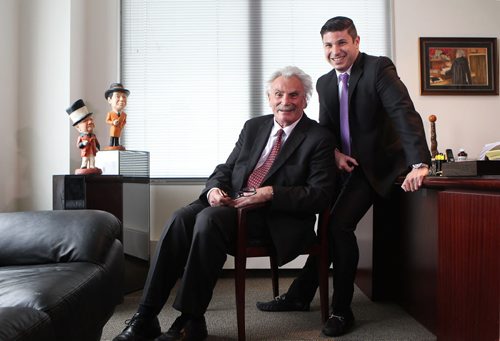 Saturday special, profiling the unique number of father-son lawyer combos now in city. Portraits of  Sheldon and his son Jonathan Pinx in their office on Carlton, story  running Saturday. See Mike McIntyre story.  Aug 6, 2015 Ruth Bonneville / Winnipeg Free Press