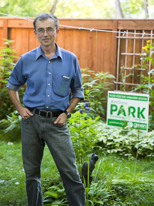 Andrew Park, Green Party candidate in Winnipeg South Centre, hosts a barbecue for supporters at his house in Winnipeg on Saturday, Aug. 8, 2015.   Mikaela MacKenzie / Winnipeg Free Press