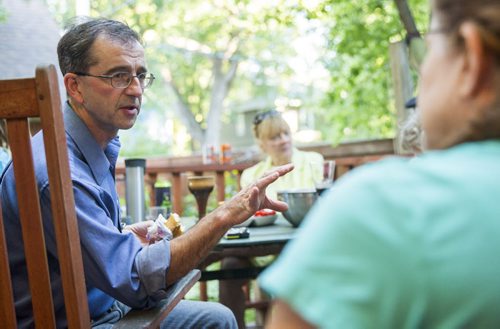 Andrew Park, Green Party candidate in Winnipeg South Centre, hosts a barbecue for supporters at his house in Winnipeg on Saturday, Aug. 8, 2015.   Mikaela MacKenzie / Winnipeg Free Press