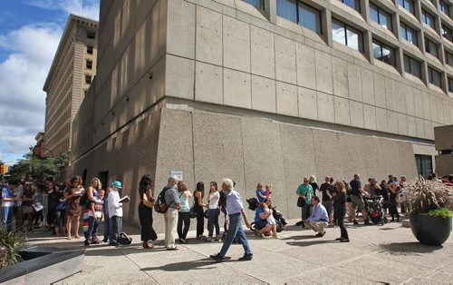 The line went all the way around the block for the casting call at Fairmont Sunday for a movie starring Dennis Quaid, Peggy Lipton and Britt Robertson. 150809 August 09, 2015 MIKE DEAL / WINNIPEG FREE PRESS